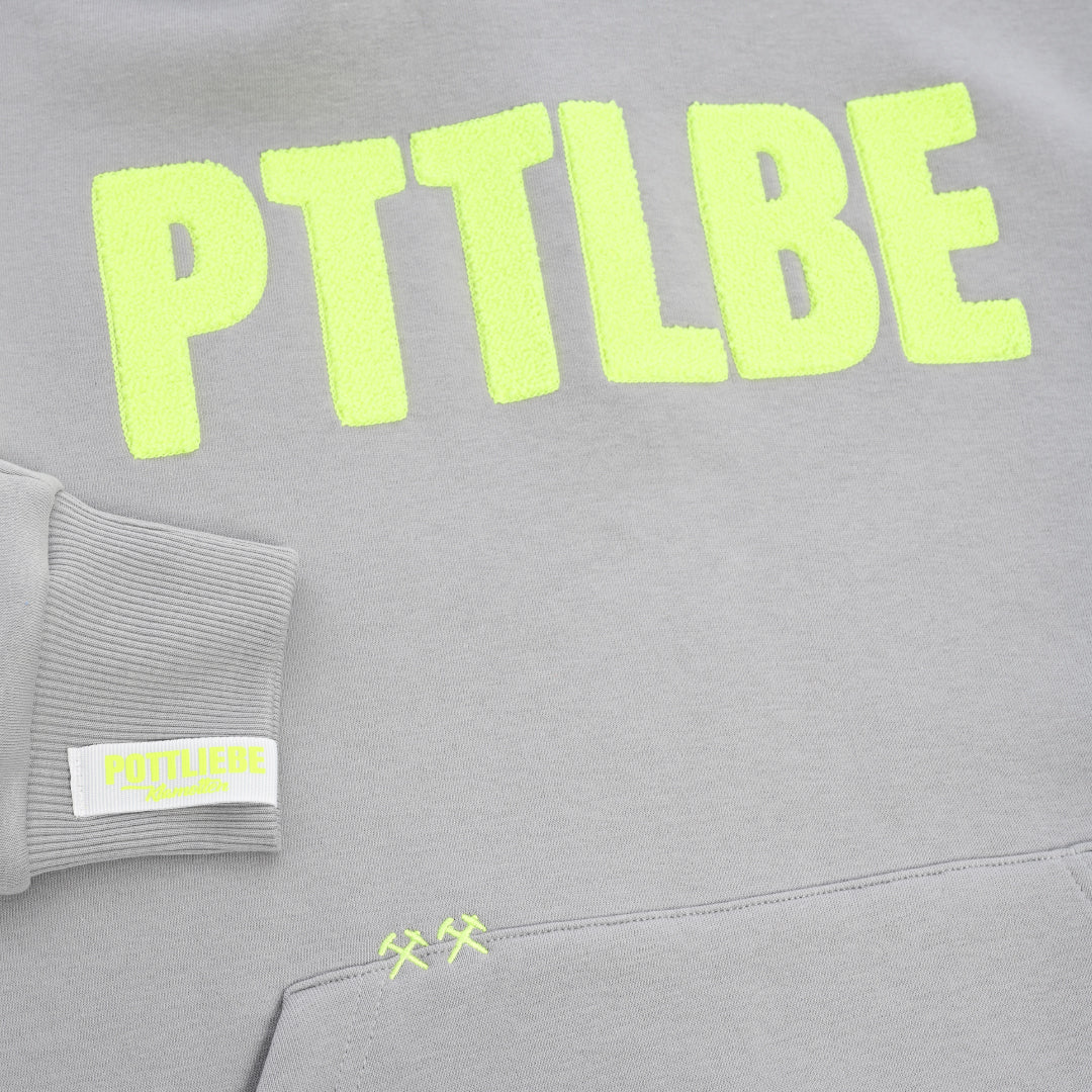 Hoodie "PTTLBE" Grau / Neon-Gelb