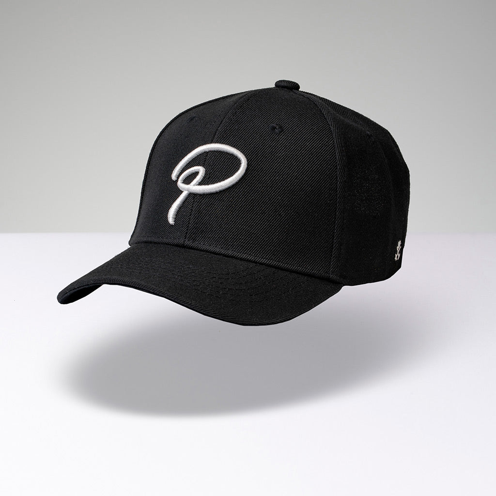 "P" Baseball Cap - Black White 